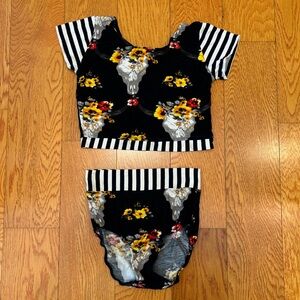 Navy Floral and Stripes Preppy Dancewear Set